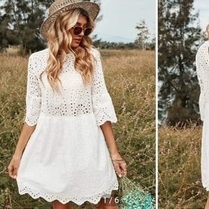 JJs house Eyelet Lace Babydoll dress
